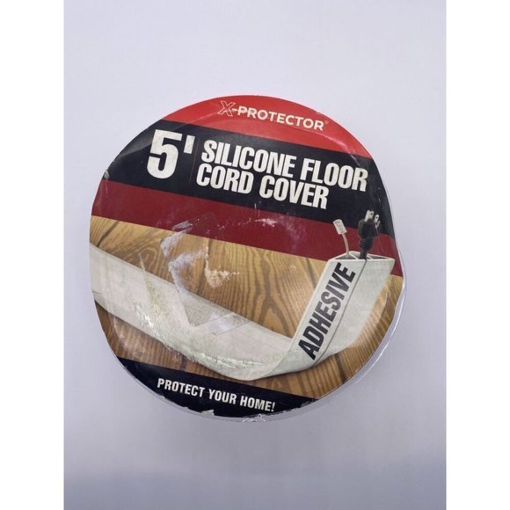X-Protector Cord Cover 5ft Red‎ Silicone Self-Adhesive Cord Guard for Floor